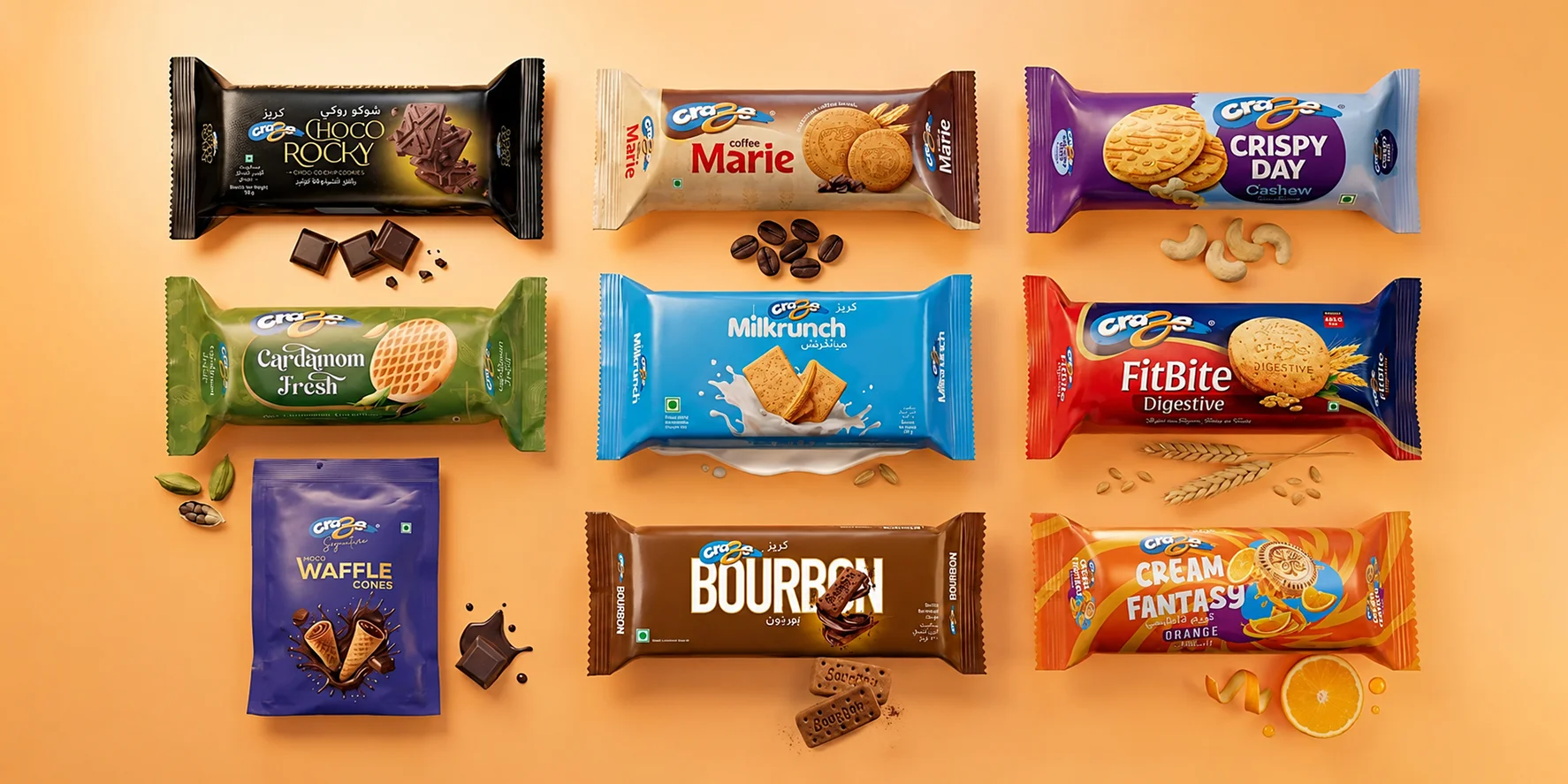 Craze Biscuits full product range – Coffee Marie, Cardamom Fresh, Milkrunch, FitBite and more