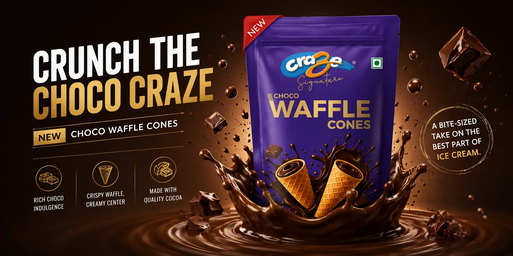 Craze Signature Choco Waffle Cones