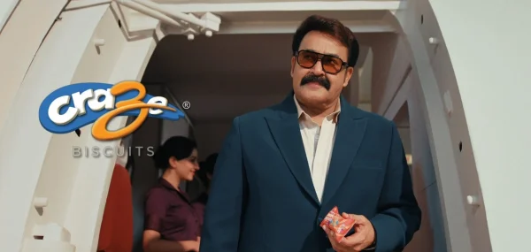 Mohanlal in Craze Biscuits airplane ad